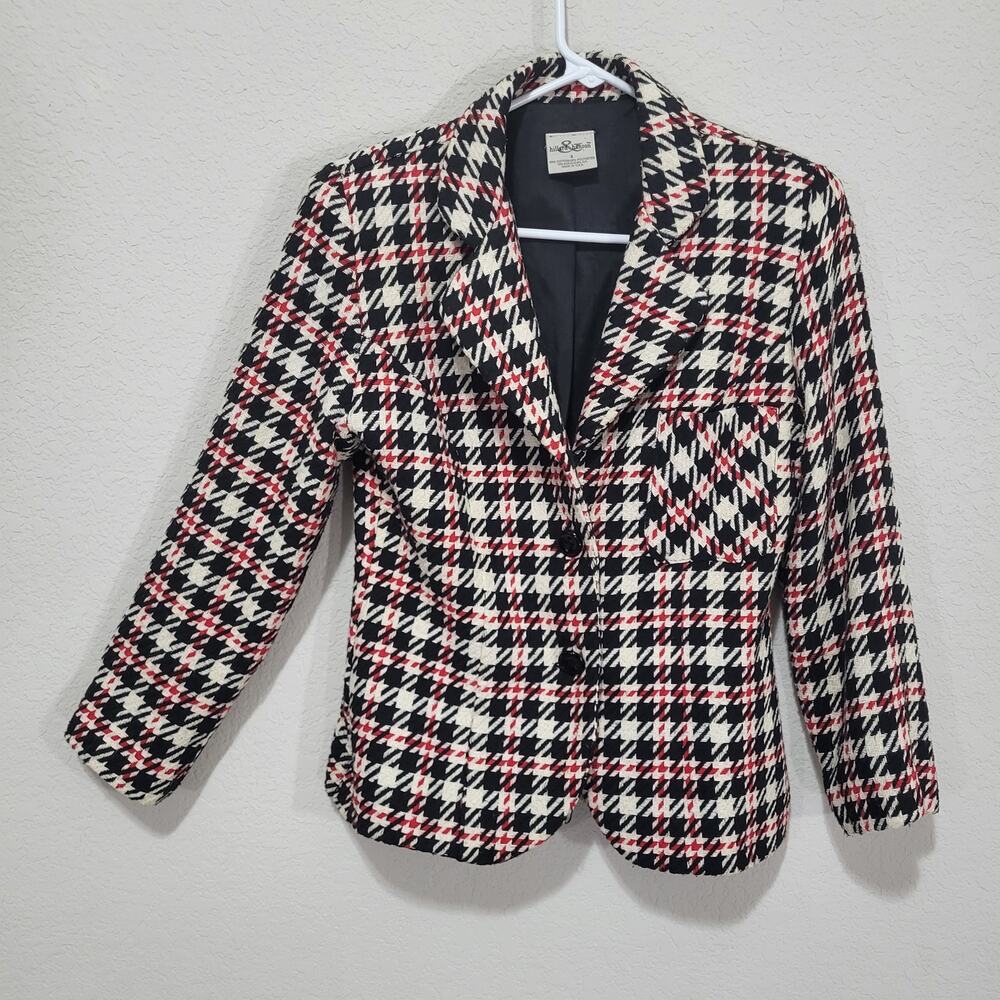 Hillard and Hanson Blazer Womens 6 Plaid Fitted Made in USA Casual Office Short - Picture 1 of 11